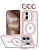 Thin Magnetic Clear Case with Camera Stand & Camera Cover - PINK for iPhone 17 (Only Ground Shipping)