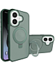 Carbon Wireless Charging Case with Ring Stand - GREEN for iPhone 17 (Only Ground Shipping)