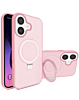 Carbon Wireless Charging Case with Ring Stand - PINK for iPhone 17 (Only Ground Shipping)
