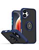Hard PC Rear / Soft TPU Colorful Border Case with I-ring Holder - NAVY BLUE for iPhone 17 (Only Ground Shipping)