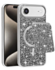 Magnetic Diamond Dual Layer Protection Case with Magnetic Card Slot- SILVER for iPhone Air (Only Ground Shipping)