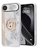 Luxury Diamond Shiny Cases with Butterfly Ring - WHITE for iPhone 17 Pro (Only Ground Shipping)