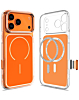 Transparent Magnetic Cases with IC Chip - ORANGE for iPhone 17 Pro (Only Ground Shipping)