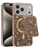 Magnetic Diamond Dual Layer Protection Case with Magnetic Card Slot- GOLD for iPhone 17 Pro (Only Ground Shipping)