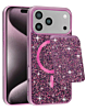 Magnetic Diamond Dual Layer Protection Case with Magnetic Card Slot- PURPLE for iPhone 17 Pro (Only Ground Shipping)
