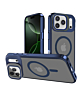 Slim Transparent Camera Stand Case with Wireless Charging - NAVY BLUE for iPhone 17 Pro (Only Ground Shipping)