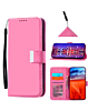 Elegant Leather Wallet Case with Wristlet Strap - PINK for iPhone 17 Pro (Only Ground Shipping)
