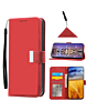 Elegant Leather Wallet Case with Wristlet Strap - RED for iPhone 17 Pro (Only Ground Shipping)