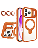 Magnetic Clear Case with 2 Kickstand & Camera Lens - ORANGE for iPhone 17 Pro (Only Ground Shipping)