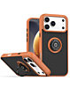Hard PC Rear / Soft TPU Colorful Border Case with I-ring Holder - ORANGE for iPhone 17 Pro (Only Ground Shipping)