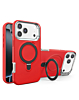 Support Heavy Duty Case with Wireless Charging Kickstand - RED for iPhone 17 Pro (Only Ground Shipping)
