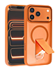 Clear Magnetic Case with Built-in Kickstand - ORANGE  for iPhone 17 Pro (Only Ground Shipping)