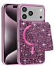 Magnetic Diamond Dual Layer Protection Case with Magnetic Card Slot- PURPLE for iPhone 17 Pro Max (Only Ground Shipping)