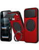 Flip Lens Cover Case with MagSafe Ring Kickstand (RED) for iPhone 17 Pro Max (Only Ground Shipping)