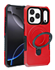 Hard PC Shockproof Case w /Ring Holder - RED for iPhone 17 Pro Max (Only Ground Shipping)