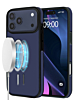 Full Cover Leather Design Wireless Charging Case - DARK BLUE for iPhone 17 Pro Max (Only Ground Shipping)