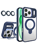 Magnetic Clear Case with 2 Kickstand & Camera Lens - DARK BLUE for iPhone 17 Pro Max (Only Ground Shipping)