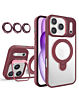 Magnetic Clear Case with 2 Kickstand & Camera Lens - WINE RED for iPhone 17 Pro Max (Only Ground Shipping)