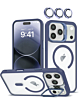 Thin Magnetic Clear Case with Camera Stand & Camera Cover - DARK BLUE for iPhone 17 Pro Max (Only Ground Shipping)