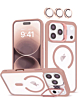 Thin Magnetic Clear Case with Camera Stand & Camera Cover - PINK for iPhone 17 Pro Max (Only Ground Shipping)