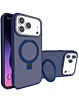 Carbon Wireless Charging Case with Ring Stand - DARK BLUE for iPhone 17 Pro Max (Only Ground Shipping)
