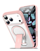 Clear Magnetic Case with Built-in Kickstand for iPhone 17 Pro Max (PINK) (Only Ground Shipping)