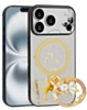 Wireless Charging Luxury Diamond Shiny Cases with Ring - WHITE for iPhone 17 Pro Max (Only Ground Shipping)