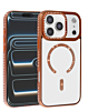 Magnetic Clear Glitter Case with Rhinestone Frame for iPhone 17 Pro Max (ORANGE) (Only Ground Shipping)