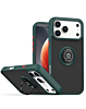 Hard PC Rear / Soft TPU Colorful Border Case with I-ring Holder - DARK GREEN for iPhone 17 Pro (Only Ground Shipping)