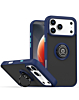 Hard PC Rear / Soft TPU Colorful Border Case with I-ring Holder - NAVY BLUE for iPhone 17 Pro (Only Ground Shipping)