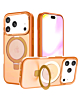 Carbon Wireless Charging Case with Ring Stand - ORANGE for iPhone 17 Pro (Only Ground Shipping)