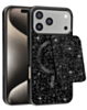 Magnetic Diamond Dual Layer Protection Case with Magnetic Card Slot- BLACK for iPhone 17 Pro (Only Ground Shipping)