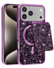 Magnetic Diamond Dual Layer Protection Case with Magnetic Card Slot- PURPLE for iPhone 17 Pro (Only Ground Shipping)