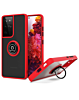 Galaxy S22 Ultra Hard PC Rear / Soft TPU Colorful Border Case with I-ring Holder - RED (Only Ground Shipping)