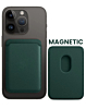 Leather Magnetic Card Wallet Holder - GREEN (Only Ground Shipping)