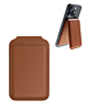 Leather Magnetic Card Wallet Holder with Stand - BROWN (Only Ground Shipping)