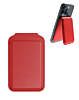 Leather Magnetic Card Wallet Holder with Stand - RED (Only Ground Shipping)