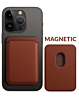 Leather Magnetic Card Wallet Holder - BROWN (Only Ground Shipping)