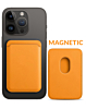 Leather Magnetic Card Wallet Holder - ORANGE (Only Ground Shipping)