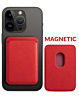 Leather Magnetic Card Wallet Holder - RED (Only Ground Shipping)