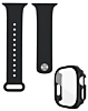 iWatch 40mm Silicone Soft Band & Bumper Case with Tempered Glass - BLACK (Only Ground Shipping)
