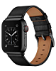 iWatch (38/40/41mm) Shiny Genuine Leather Band - BLACK (Only Ground Shipping)