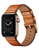 iWatch (42/44/45/49mm) Shiny Genuine Leather Band - BROWN (Only Ground Shipping)