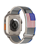 iWatch (42/44/45/49mm) USA Flag Velcro Nylon Loop Strap-Blue Gray  (Only Ground Shipping)