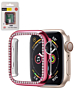 iWatch 44mm Stone PC Bumper Case with Tempered Glass - PINK (Only Ground Shipping)