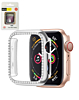iWatch 44mm Stone PC Bumper Case with Tempered Glass - SILVER (Only Ground Shipping)