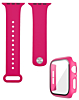 iWatch 45mm Silicone Soft Band & Bumper Case with Tempered Glass -ROSE PINK (Only Ground Shipping)