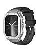 Sports Rugged Band with Metal Cover for iWatch (44mm / 45mm) - BLACK & SILVER (Only Ground Shipping)