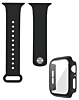 iWatch 45mm Silicone Soft Band & Bumper Case with Tempered Glass - BLACK (Only Ground Shipping)