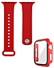 iWatch 45mm Silicone Soft Band & Bumper Case with Tempered Glass - RED (Only Ground Shipping)
